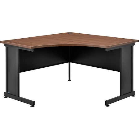 Interion By Global Industrial Corner Desk, 48 in D X 30 in H, 48 in W X Steel Frame, Laminate Top, Walnut 248999WN